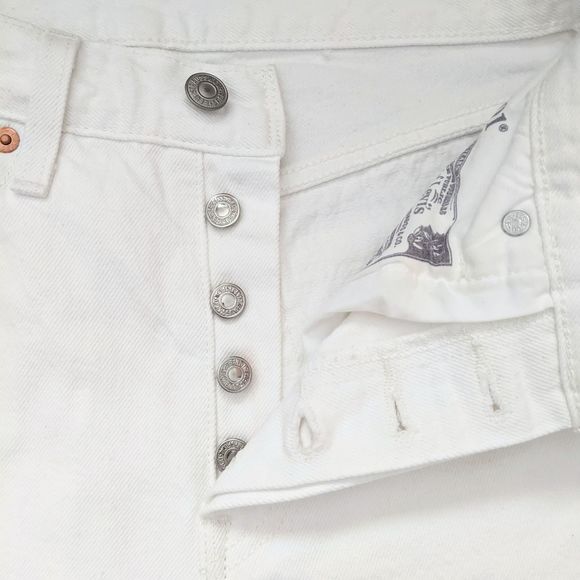 Levi's 501 White Straight Leg Jeans, Big E, W26 L26 - Picture 6 of 14